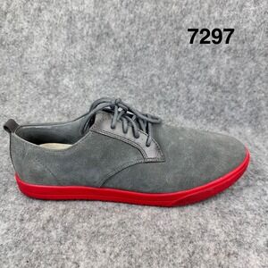 Clae Ellington Mens Grey Suede Low Top Sneakers Red Sole CLA01246 Size 9